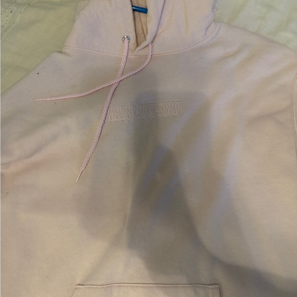 Pink Hoodie with Embroidered Message